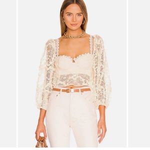 For Love And Lemons Cream Lace Top